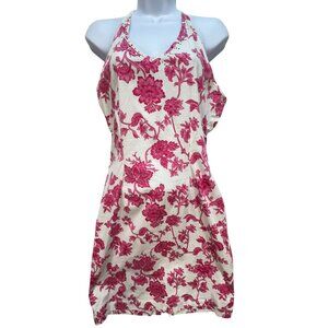 Womens Halter Neck Floral Sundress Pink Open Back Summer Beach Boho Rhinestones